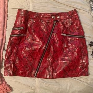 Red and black snakeskin mini skirt